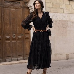 Robe longue froncée Simone