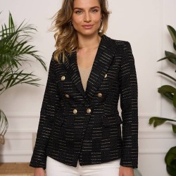 Veste en tweed fils dorés