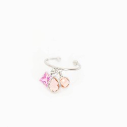 Bague Basique Rose Argenté