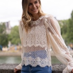 Blouse en dentelle col...