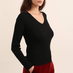 Pull col V en laine et lurex