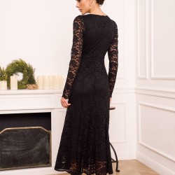 Robe midi en dentelle noire