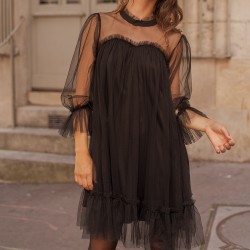 Robe Iris en tulle uni noire