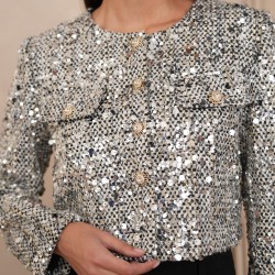 Veste mi-longue à sequins...